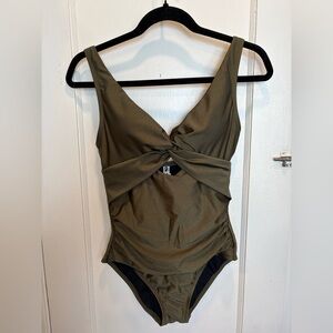 DKNY Shirred Keyhole Detail One-Piece Swimsuit